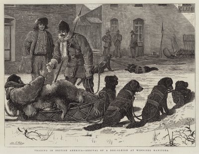 在英国进行交易，抵达温尼伯曼尼托巴省的雪橇 作者 塞缪尔·埃德蒙·沃勒